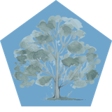 Blue hectagon with tree