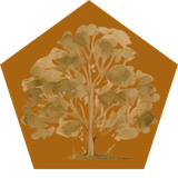 orange pentacgon with tree