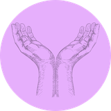 purple circle with hands